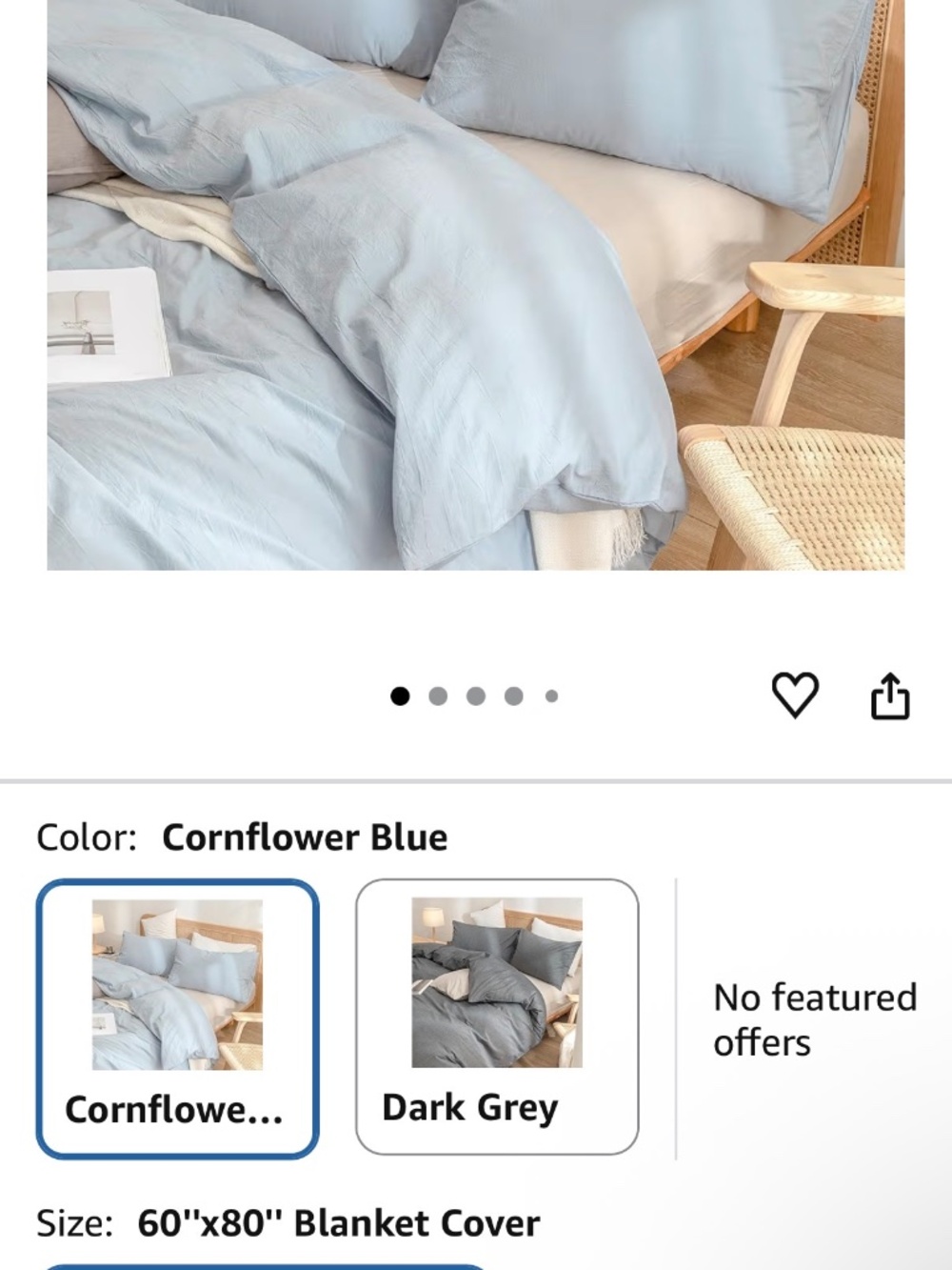 Baby blue cotton weighted blanket/duvet cover set — 45x72 - Picture 4 of 4
